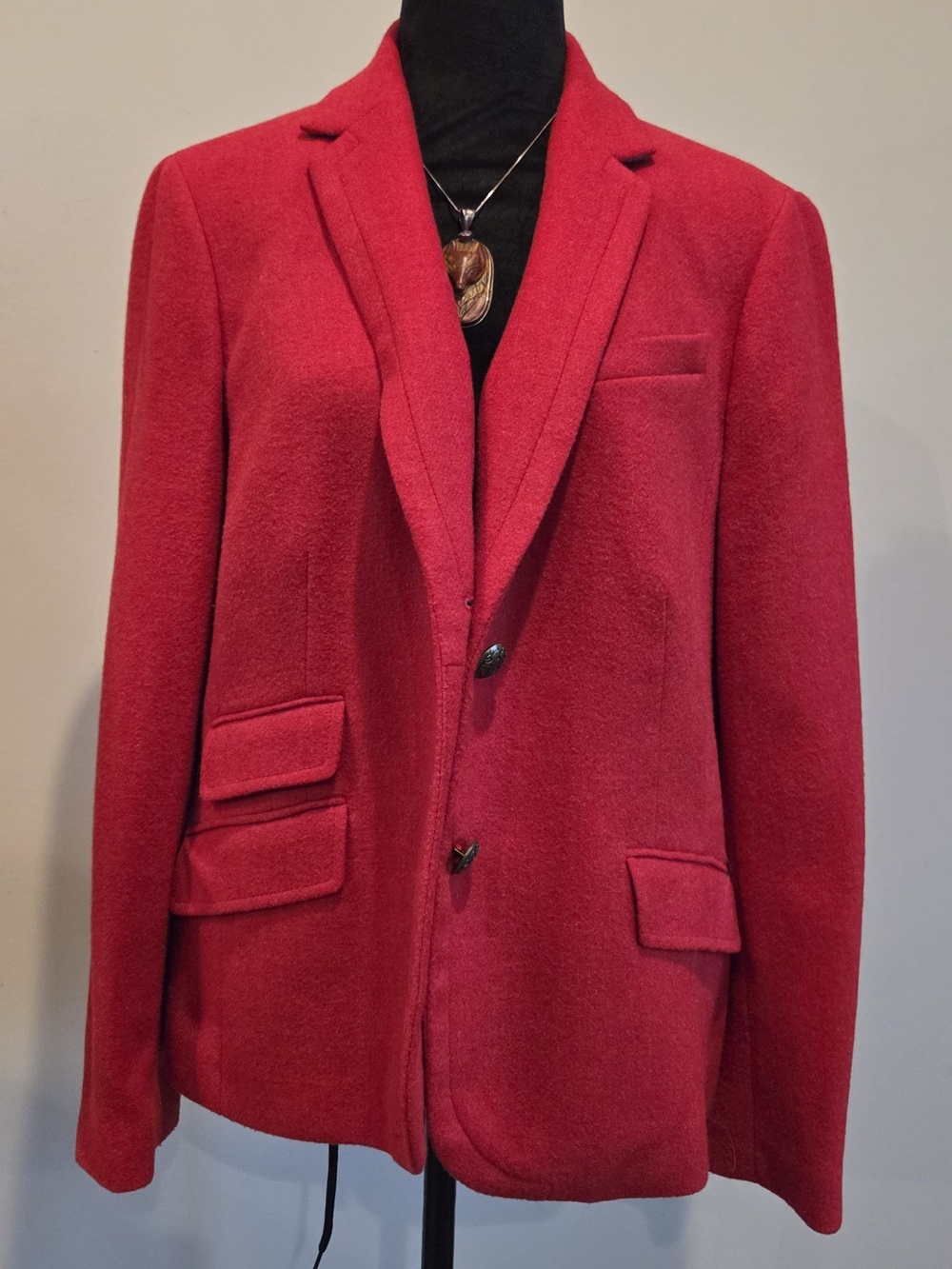 Talbots Vibrant Red Tailored Blazer with Notch Lapel